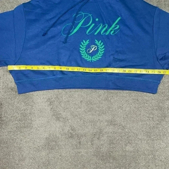 Victoria’s Secret pink Everyday Fleece Cropped Hooded sweatshirt blue 🆕 - Picture 5 of 6